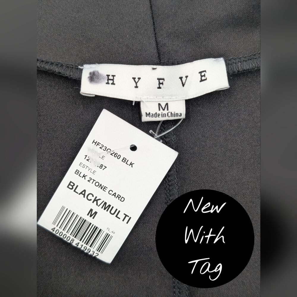 NWT HYFVE Soft Draped Sz Medium Women Black Faux Leather Jacket Sleeve - Picture 6 of 13